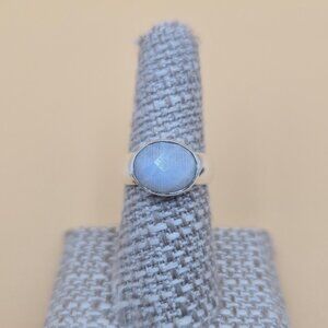 Size 7.25 Sterling Silver Faceted Good Size Moonstone Band Ring A4830